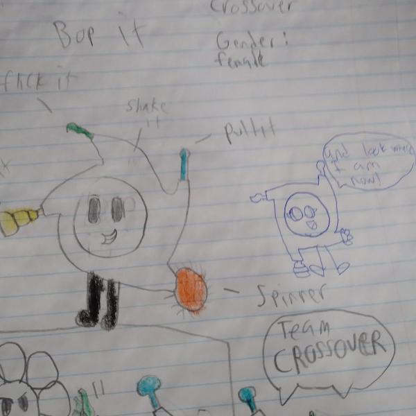 found mah forst Bop it drawing and drew a comparasln next to it