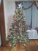 The Christmas tree my sister was trying to steal the candys on the tree XD