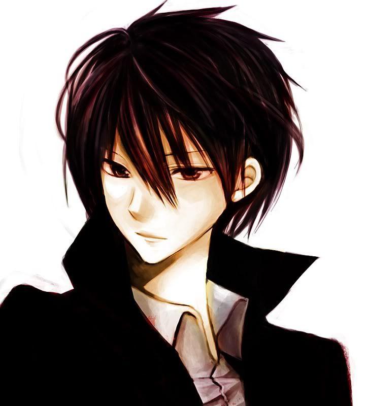 Anime boy with black hair and black eyes