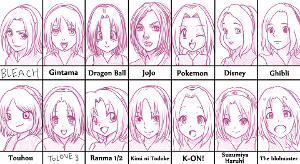 Lots of different Sakura Harunos as what they would be drawn in different styles