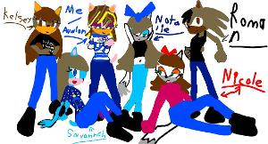 irl me and my real friends: Kelsey/Me/Savannah (whovian bff)/Natalie/Nicole (her twin)/Roman (my bf)
