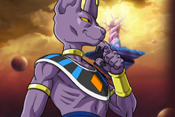 Beerus: thinking of bulma's food while he destroys another planet