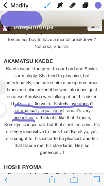 The Korekiyo article dissed kaede