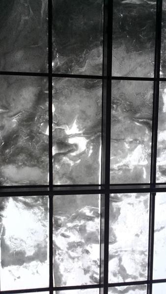 The snow on my school’s glass roof looks like death.