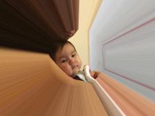 Baby in a light tunnel