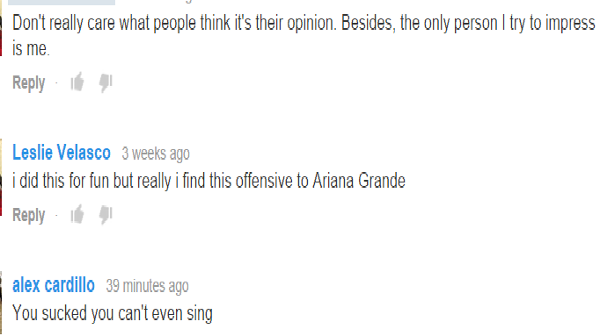 What someone said on YouTube about my singing and how I responded!