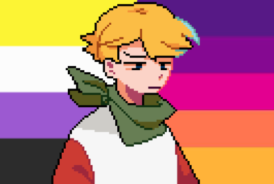 New Tommy pfp Non-Binary flag and Questioning sexuality flag thing