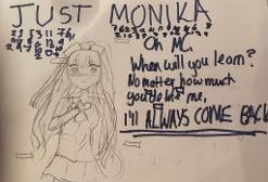 My VERY POOR attempt at drawing Monika from DDLC