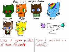 Minecraft, Warrior Cats, MLP, Doctor Who and Pokemon
