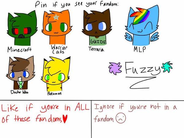 Minecraft, Warrior Cats, MLP, Doctor Who and Pokemon