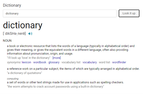 I'm using the dictionary to look up what dictionary means. Triple dictionary