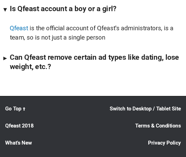 Lmao "is Qfeast account a boy or girl?" is in their FAQ