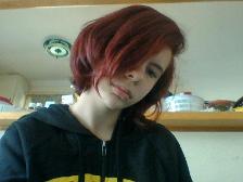 iv'e gotten hardly any sleep but yeah thats my new dyed hair its a really dark red BUT I LOVE IT