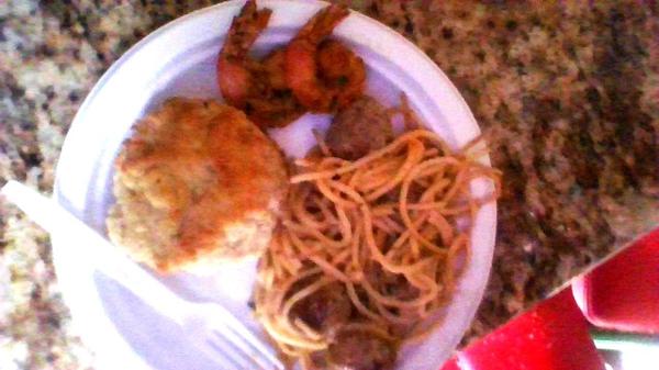 i made biscuits fried shrimp and pasta