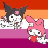 the other lesbian flag was made by a racist transphobe so here's an improved sanrio lesbian flag ♡