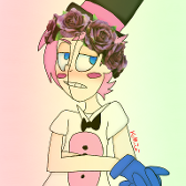 Hehehe human fun time Freddy with a flower crown on =3
